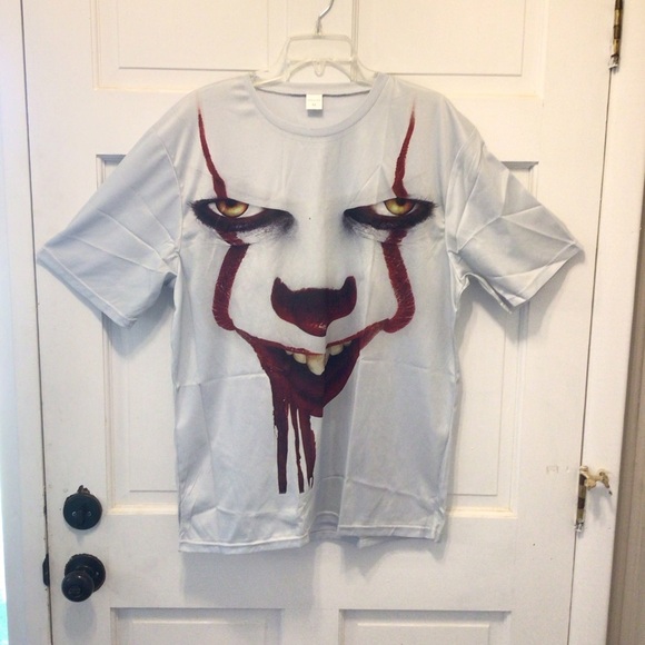 Mens Halloween Pennywise “It” Scary Clown Short Sleeve T-Shirt Size XL - Picture 6 of 11